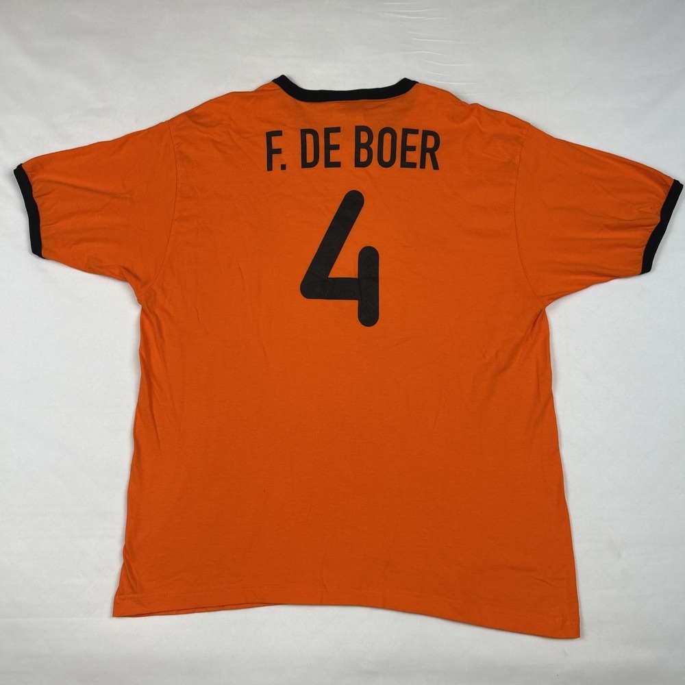 VTG Nike Netherlands Football Soccer T Shirt Jersey Cotton Sz XL 4 Frank De Boer